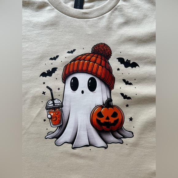 Cream Halloween Ghost Graphic Tee - Picture 3 of 3